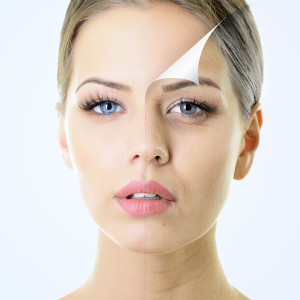 anti-aging concept, portrait of beautiful woman with problem and clean skin, aging and youth concept, beauty treatment